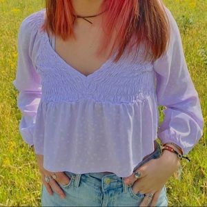 purple polka dot blouse